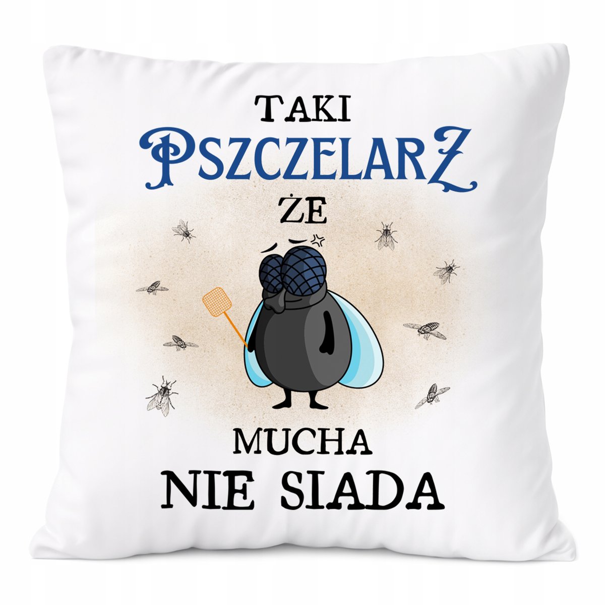 Poduszka Dla Pszczelarza na Prezent z Nadrukiem ze Zdjęciem Biała PoliDraw