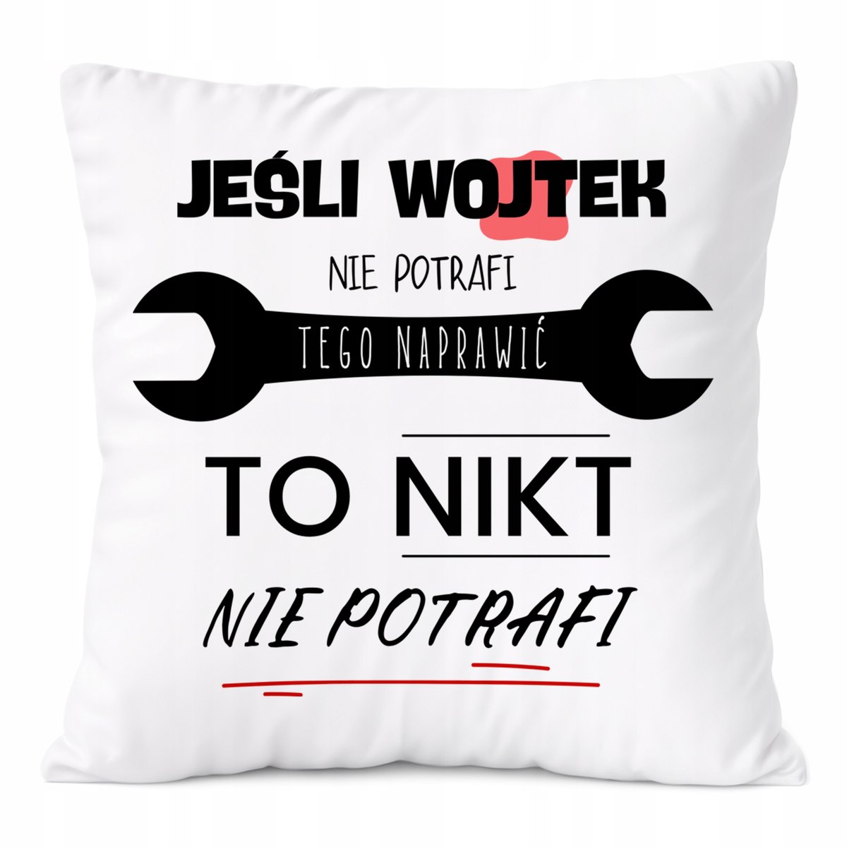 Poduszka Dla Wojtka na Prezent z Nadrukiem ze Zdjęciem Biała PoliDraw