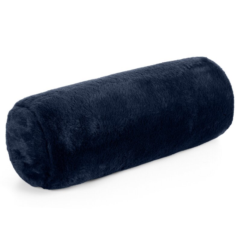 Poduszka wałek 15x45 cm granatowa z miękkiej futrzanej tkaniny NINA