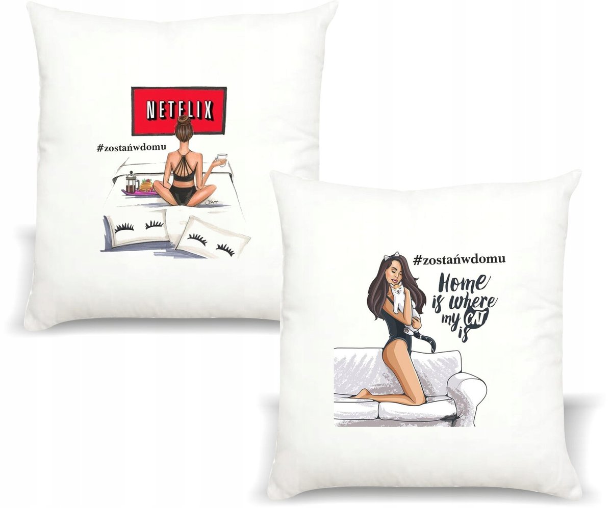 Poduszka z nadrukiem PREZENT ZOSTAŃ W DOMU NETFLIX
