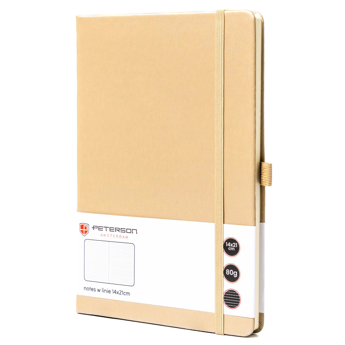 Notes notatnik planer organizer z gumką A5 w linie elegancki Peterson beżowy