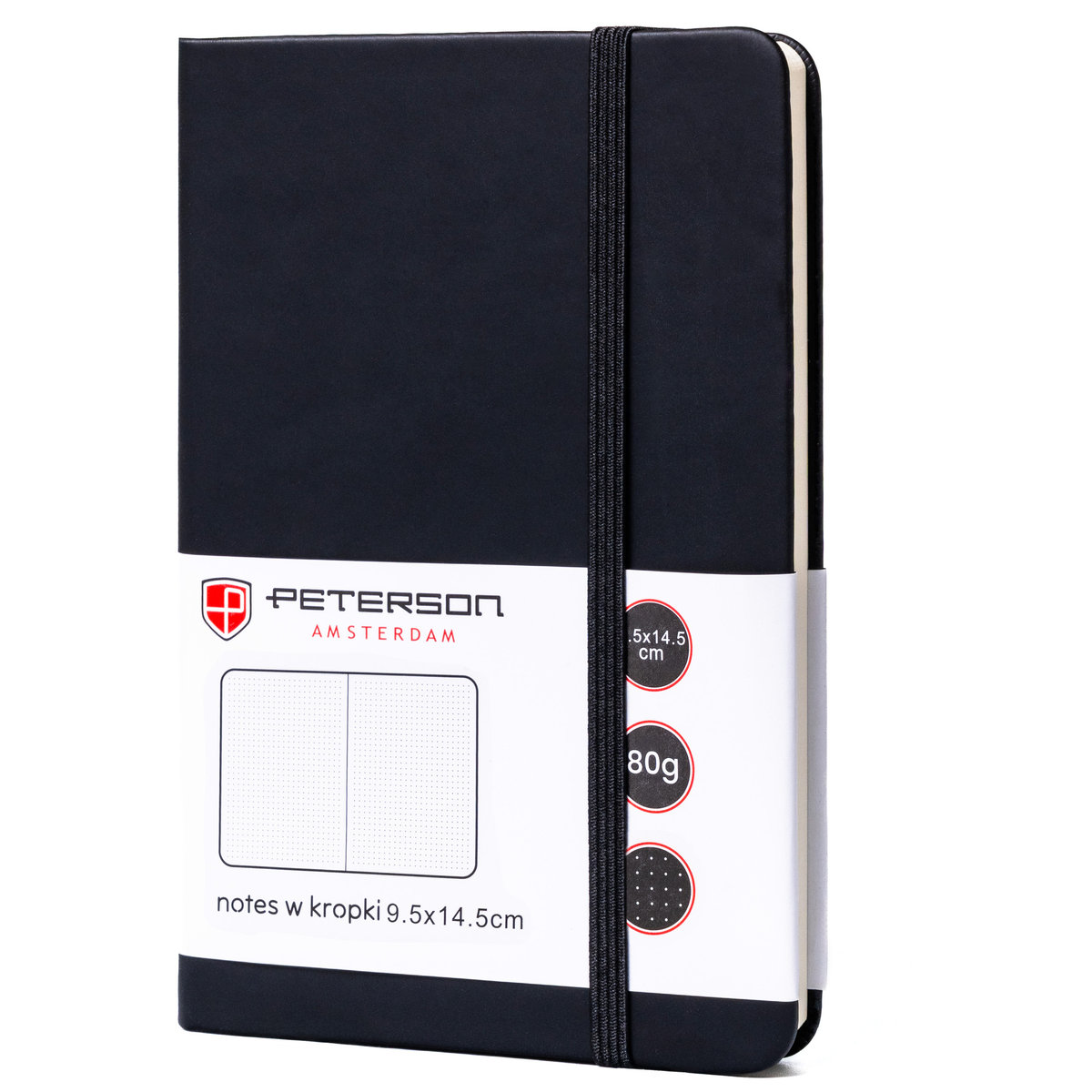 Notes notatnik planer A6 mały Peterson twarda oprawa w kropki journal czarny