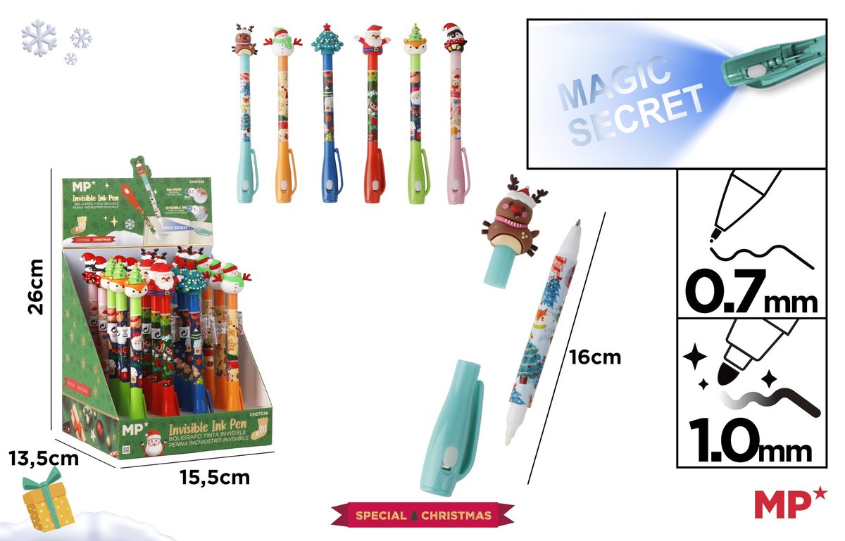 Długopis Szpiegowski Uv Z Podwójną Końcówką 0.7/1.0Mm Święta 1Szt.Mix