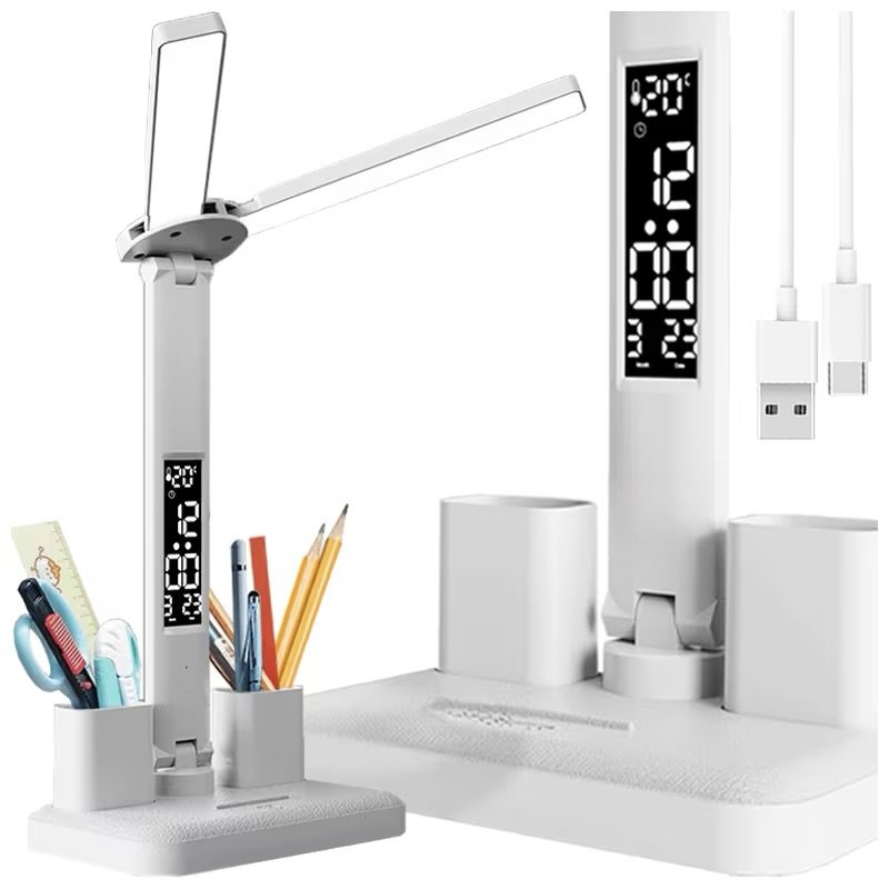 LAMPA BIURKOWA LED 6w1 z WYŚWIETLACZEM i ORGANIZEREM FILTR ŚWIATŁA NIEBIESKIEGO AKUMULATOR
