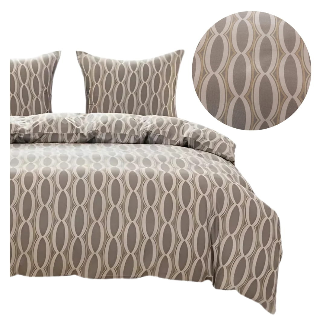 Komplet Pościeli 3D 220x200 + 2x70/80 Elegancka Symetria Satyna Bawełniana 3044