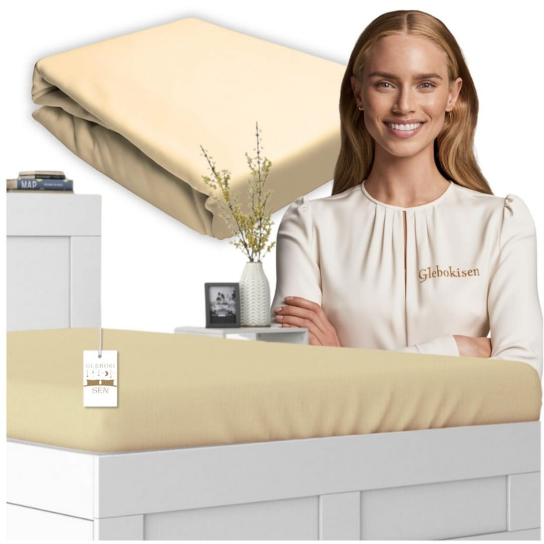 Prześcieradło Z Gumką 160x200 100% Bawełniane JERSEY Grube Polskie Cappuccino