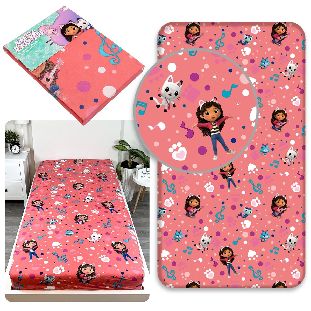 Koci Domek Gabi prześcieradło dla dzieci, bawełniane prześcieradło z gumką 100% BAWEŁNA 90x200cm+25cm, OEKO-TEX