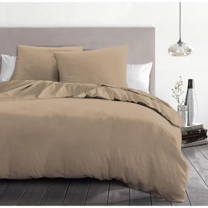 Zestaw pościeli 3 częściowy - HOME LINGE PASSION - HP72070 - Mikrofibra 82 g - 220 x 240 cm - Beżowy