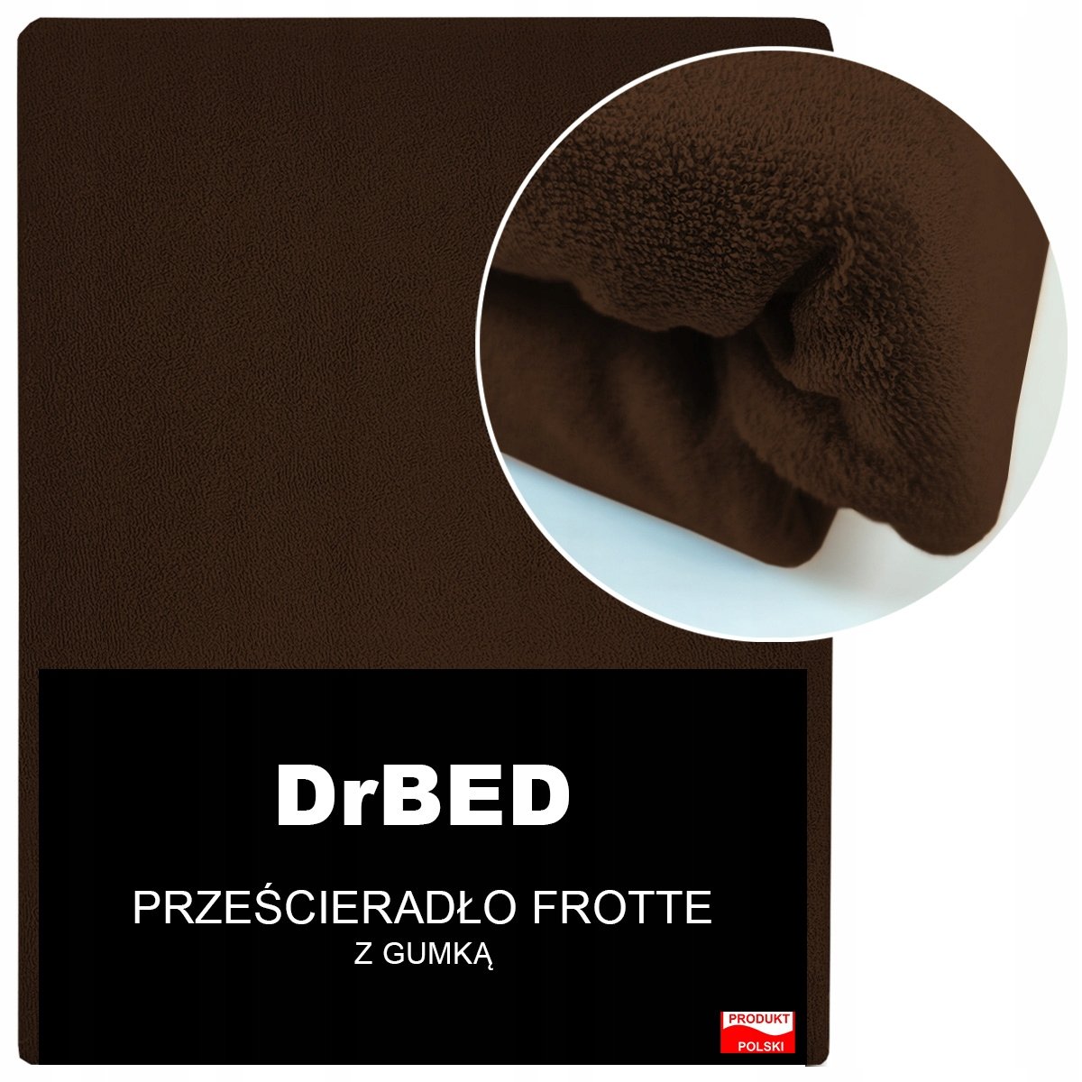 Prześcieradło z Gumką 90x200 Frotte MIĘSISTE Trwały Kolor Brązowy Polskie
