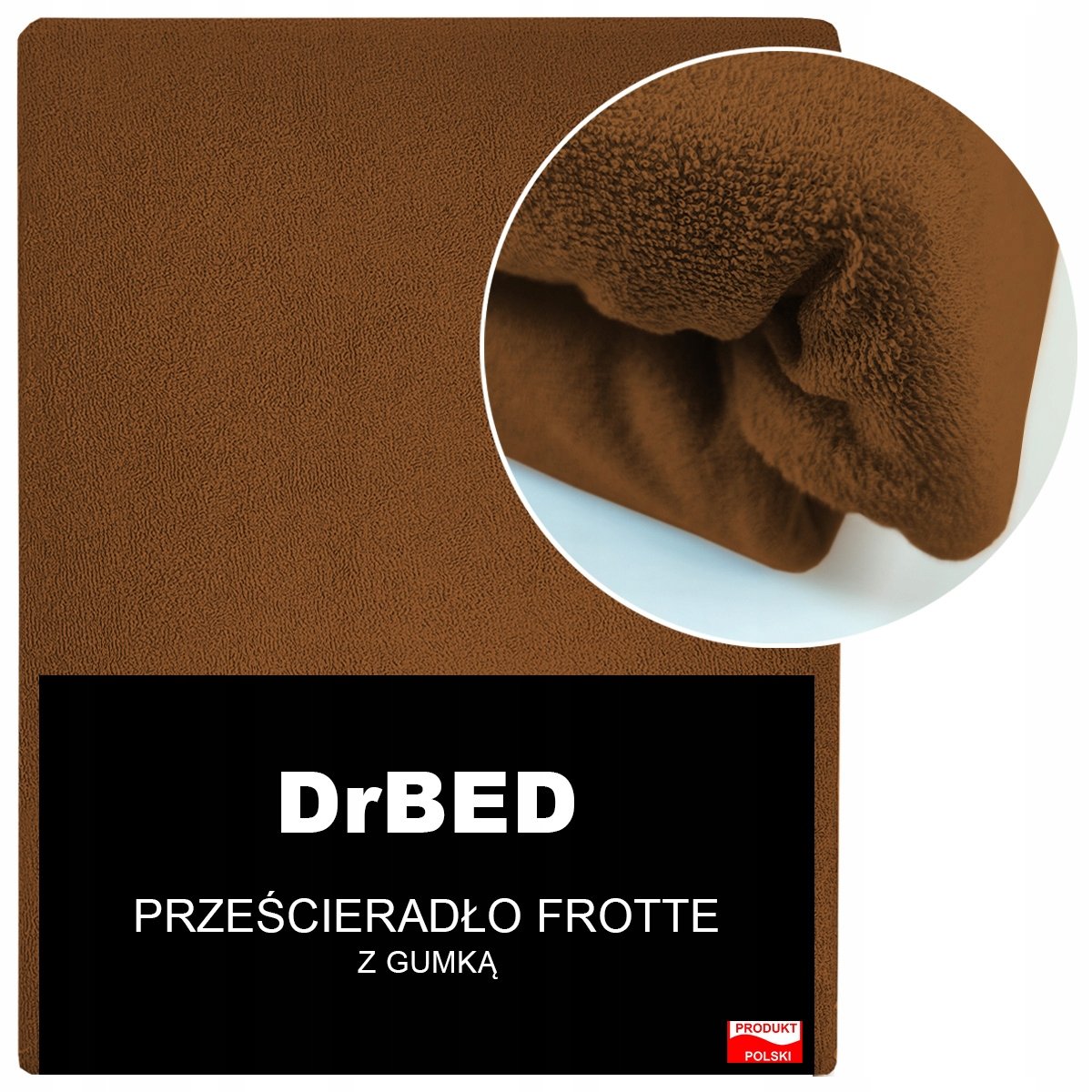 Prześcieradło z Gumką 90 x 200 Frotte MIĘSISTE Miękkie Brązowe Polskie