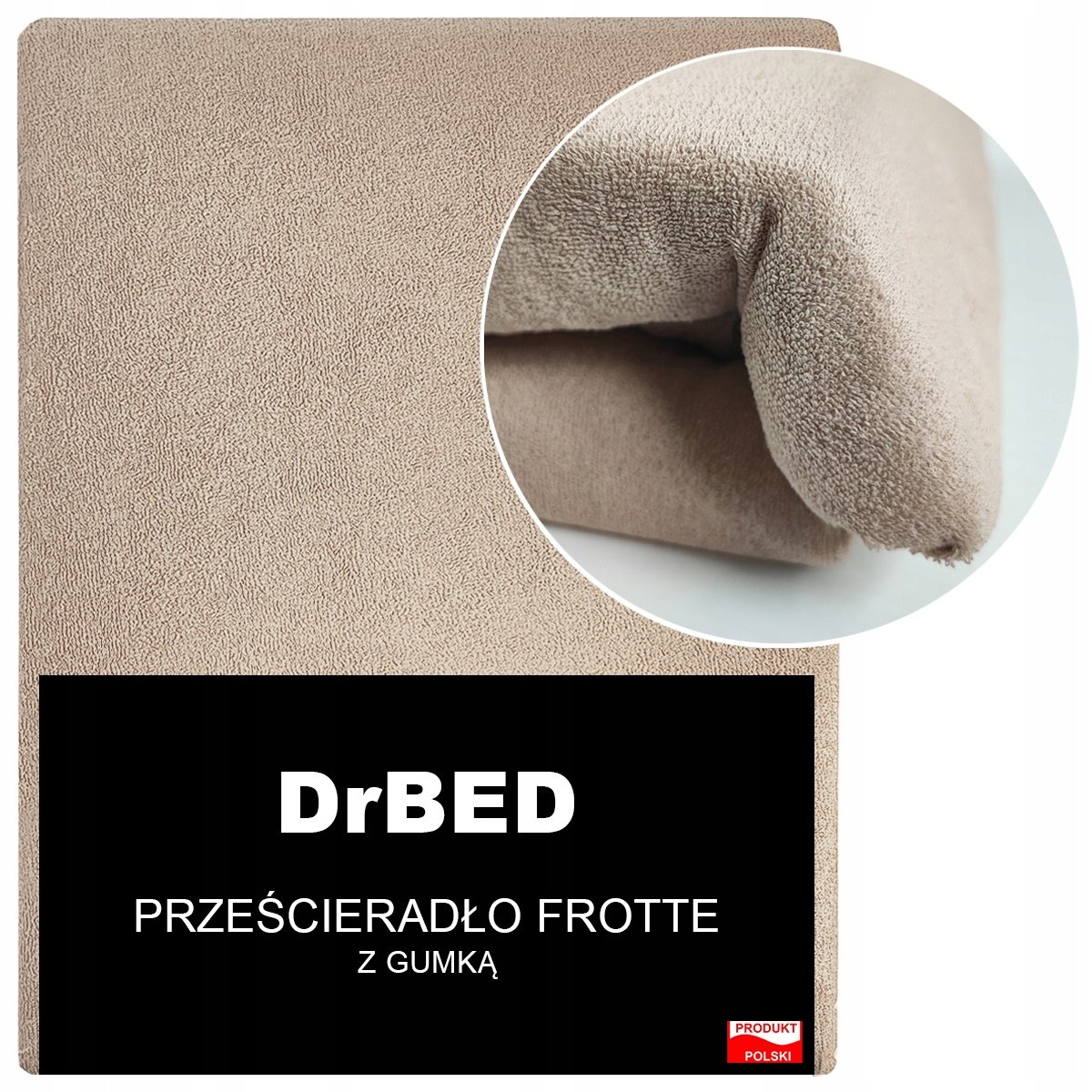 Prześcieradło z Gumką 90x200 Frotte Elastyczne Mięsiste Beżowe Polskie