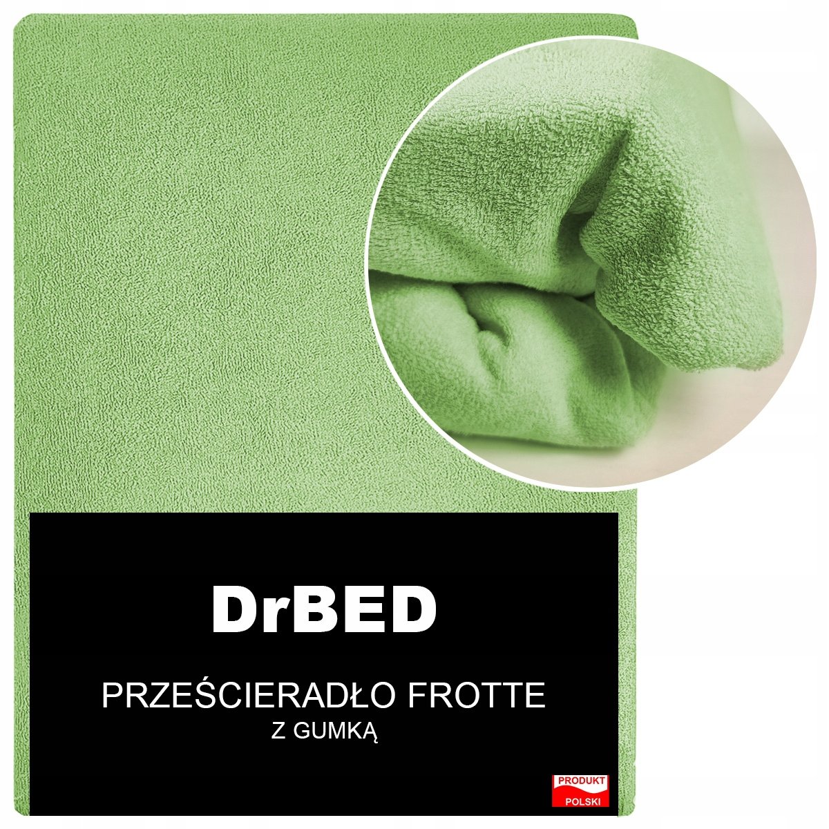 Prześcieradło z Gumką 90x200 Frotte NIE MECHACI SIĘ Mięsiste Zieleń Polskie