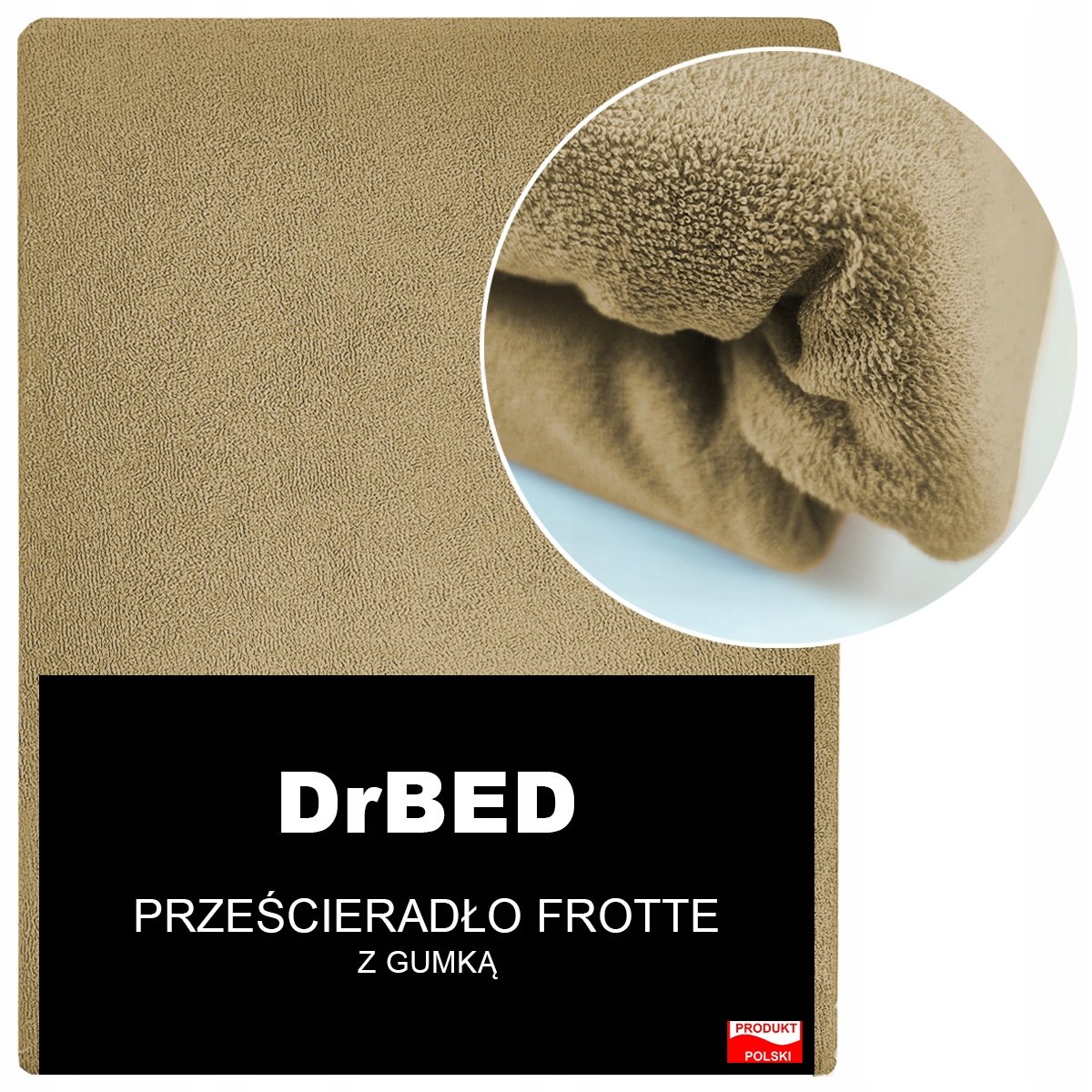 Prześcieradło Frotte z Gumką 140x200 Oddychające Mięsiste Beżowe Polskie