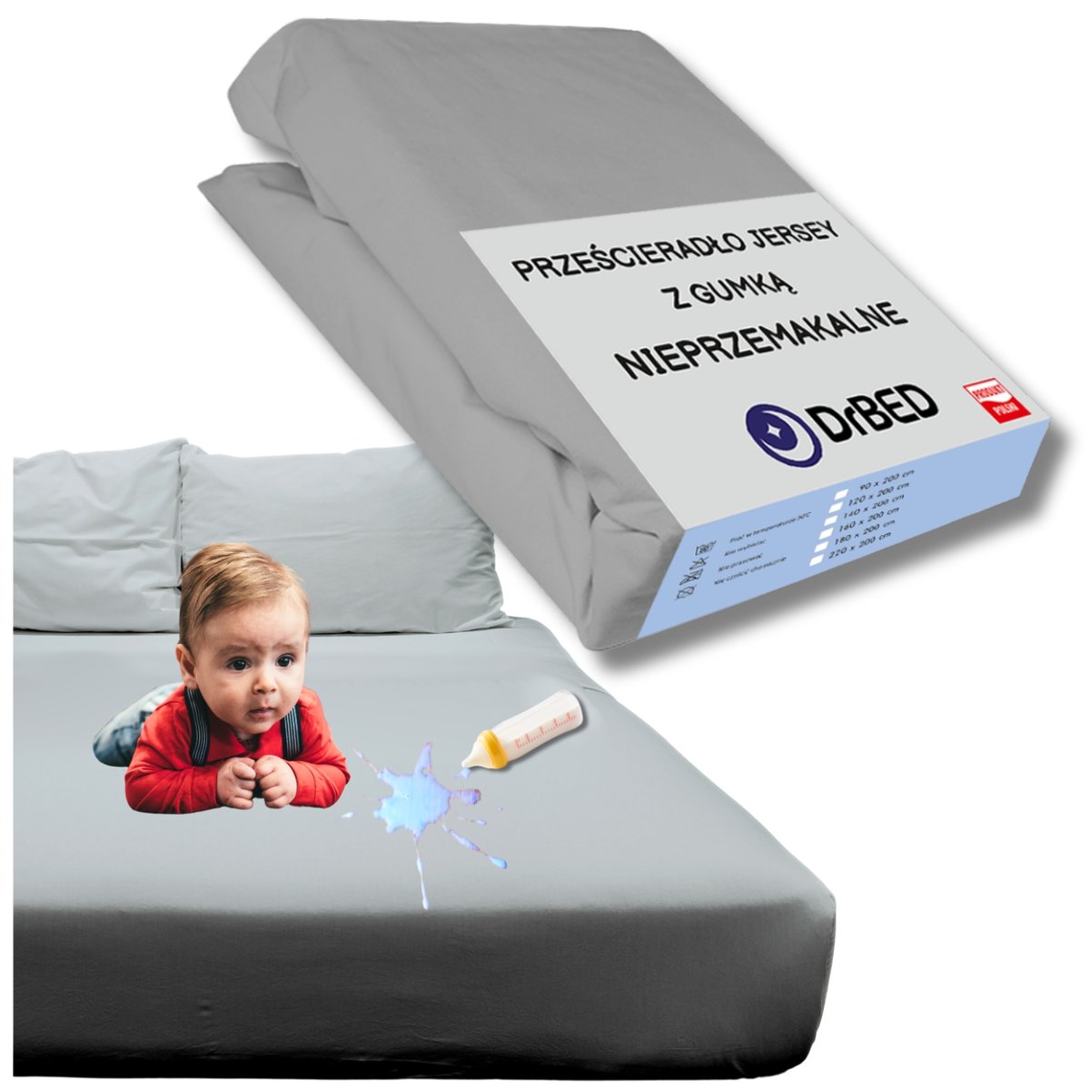 Prześcieradło z GUMKĄ 100x200 cm NIEPRZEMAKALNE Ochraniacz na Materac Łóżko