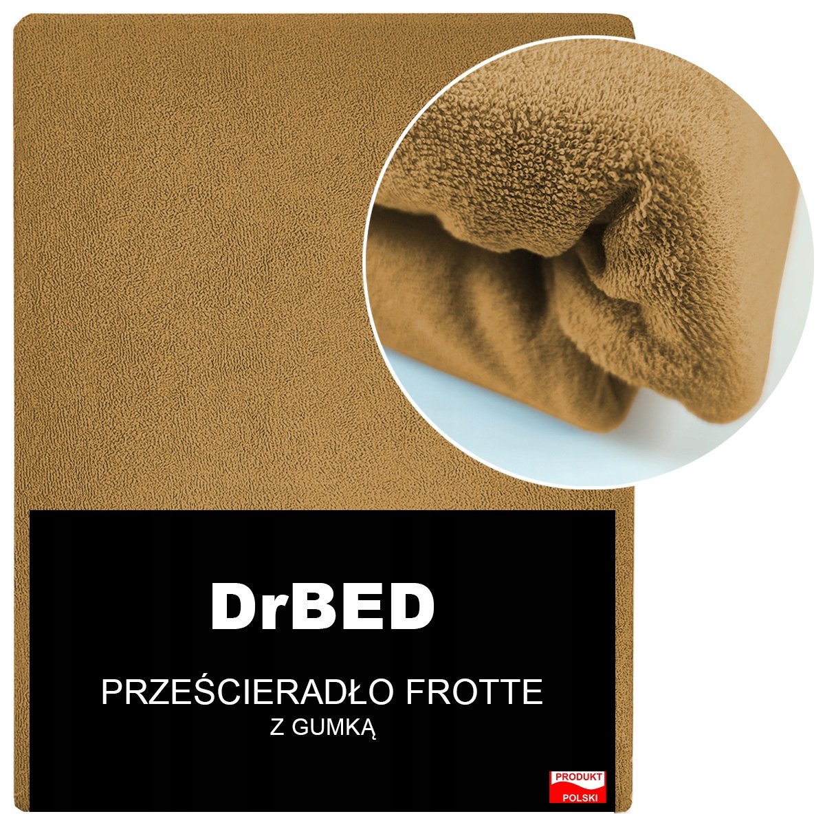 Prześcieradło z Gumką 120x200 Frotte Mięsiste ODDYCHAJĄCE Karmelowe Polskie