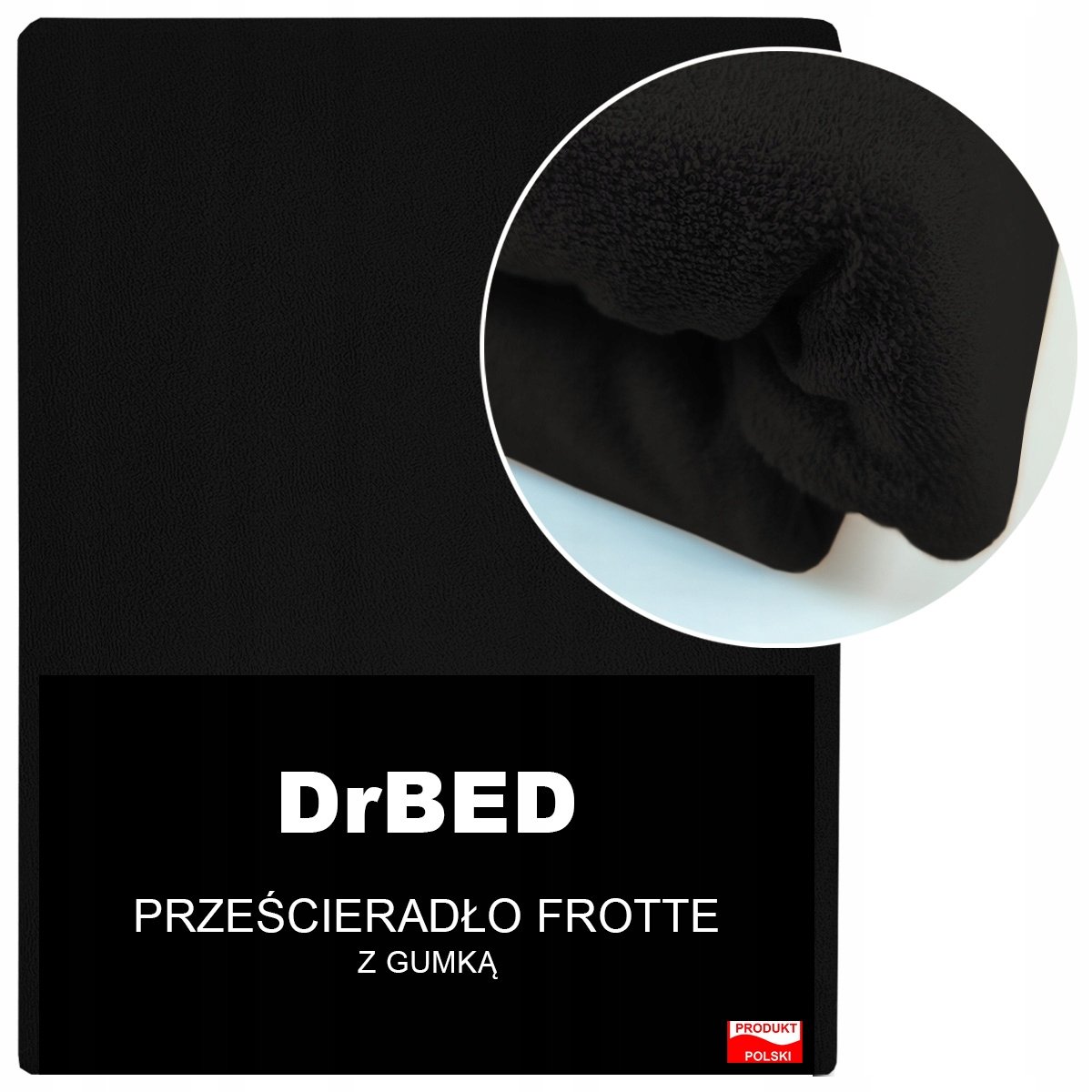 Prześcieradło z Gumką 160x200 Frotte ODDYCHAJĄCE Mięsiste Czarne Polskie