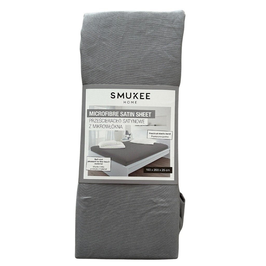 Prześcieradło satynowe z mikrowłókna Smukee 160x200 z gumką