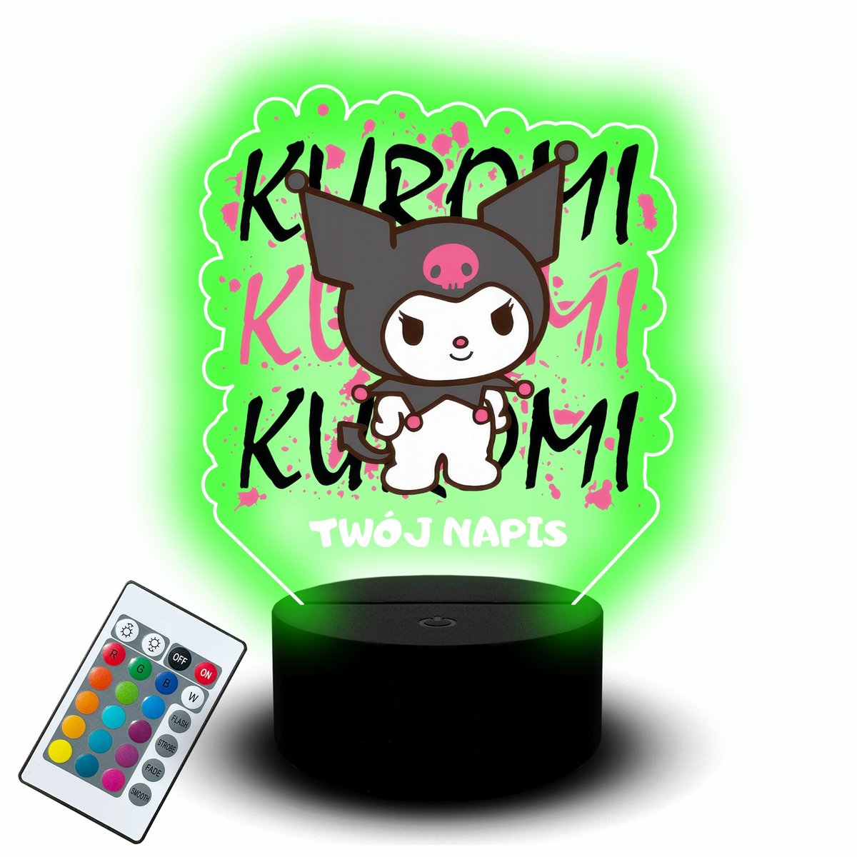 Lampka Biurkowa Led Dla Dziecka z Kuromi Prezent Na Urodziny z Napisem