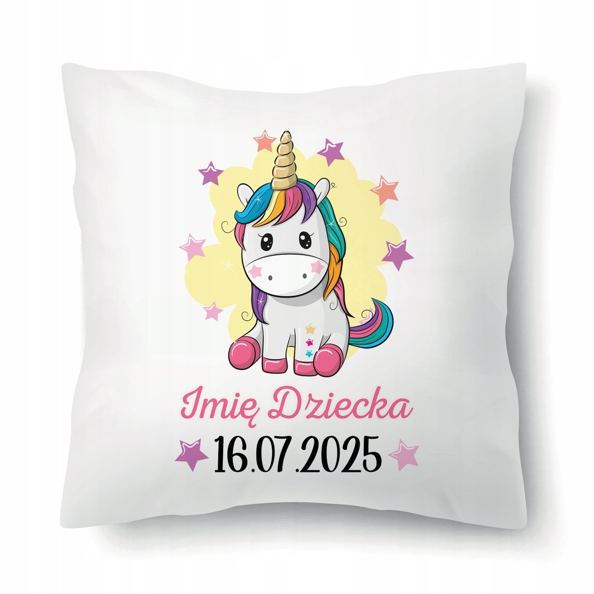 Poduszka Personalizowana Prezent Dla Dziecka Imię Dziecka I Data Urodzenia