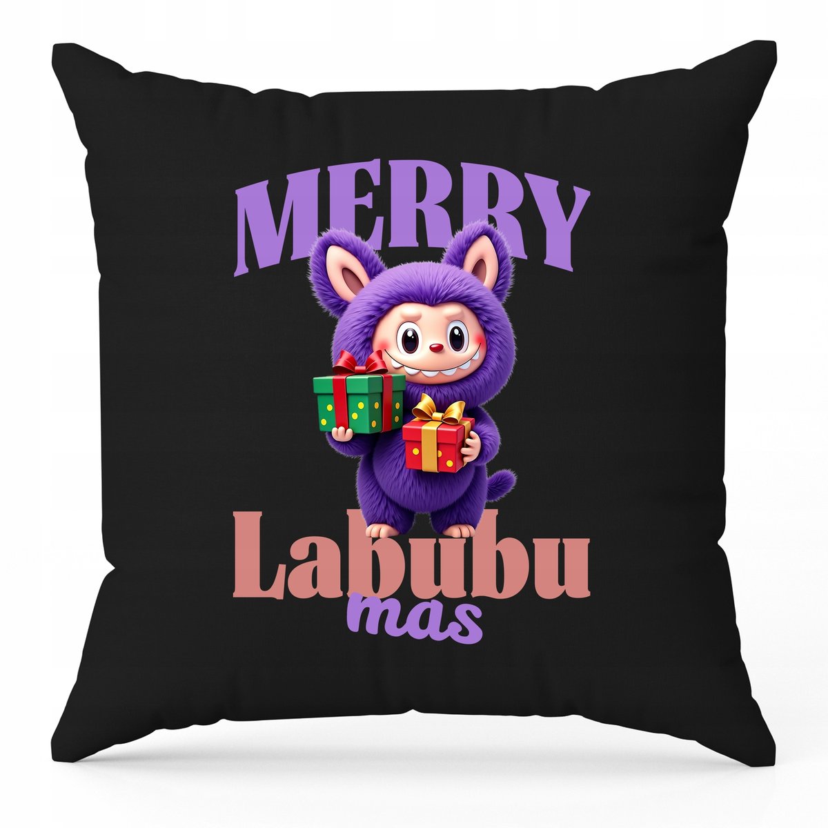 Poduszka Ozdobna 40cmx40cm Czarna MERRY MAS Prezent Na Święta Wzory