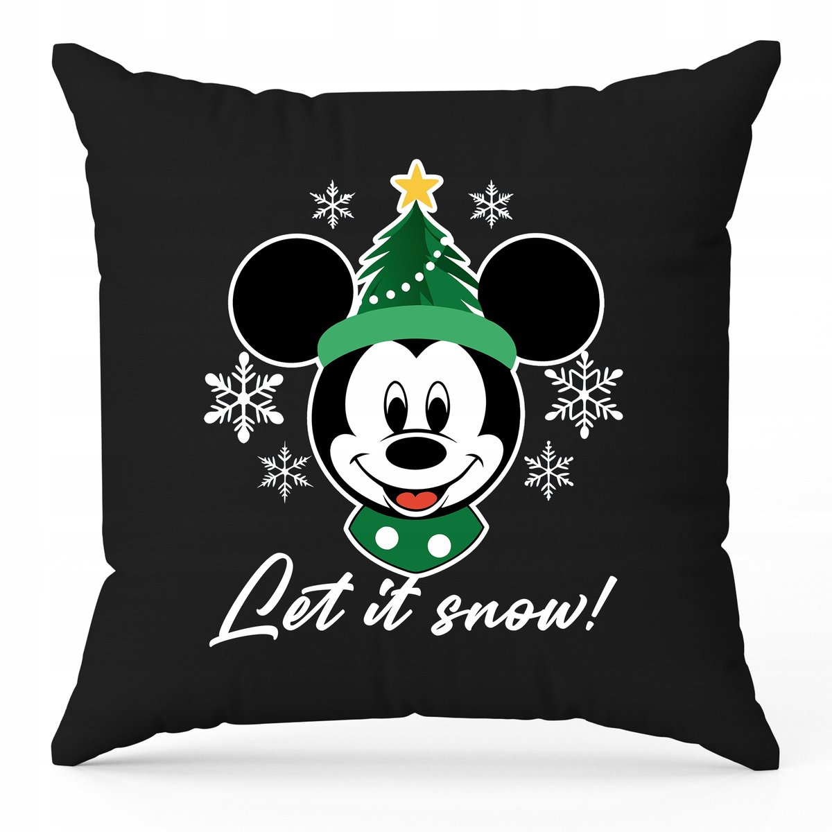 Poduszka Czarna Świąteczna LET IT SNOW Prezent Na Święta Pod Choinkę Wzory
