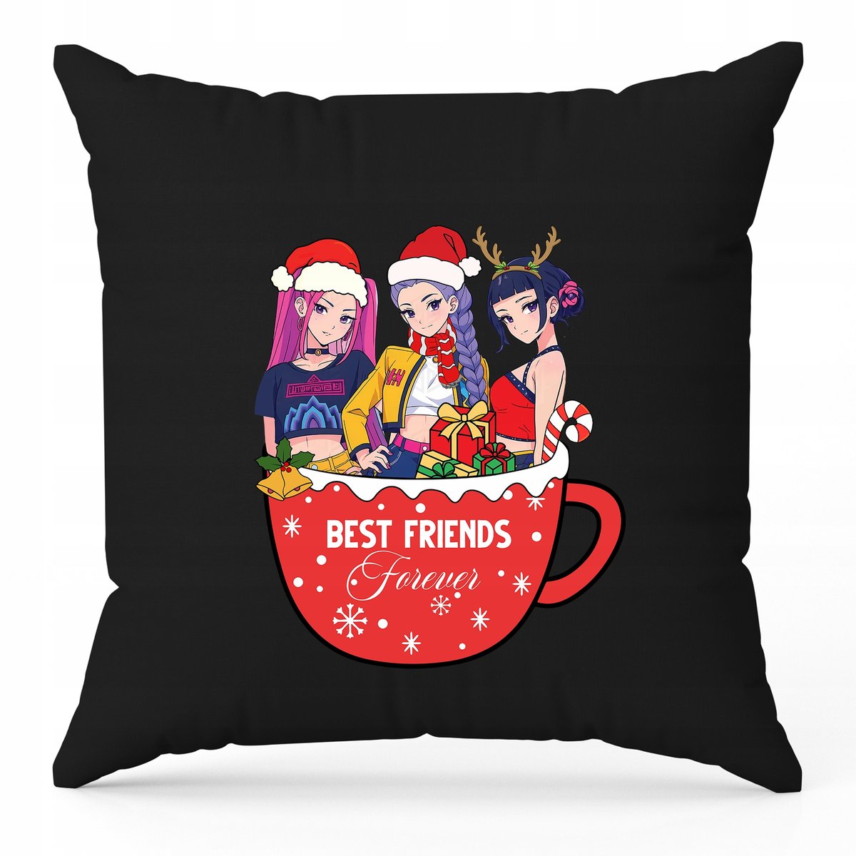 Poduszka Ozdobna Czarna FRIENDS FOREVER HUNTRIX Prezent Na Mikołajki Święta