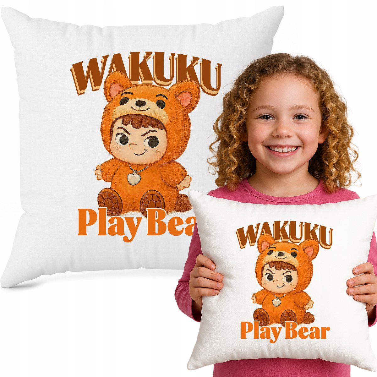 Poduszka Biała Ozdobna 40cmX40cm PLAY BEAR Na Prezent Święta Mikołaja Wzory