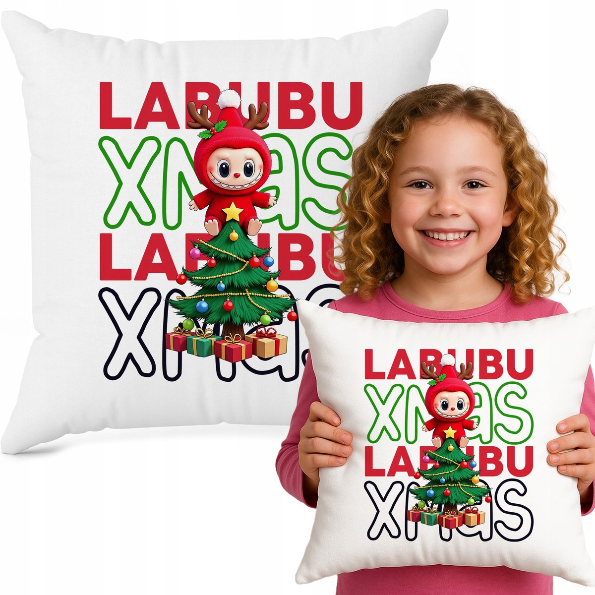 Poduszka Ozdobna 40cmx40cm Biała CHRISTMAS Prezent Na Święta Wzory