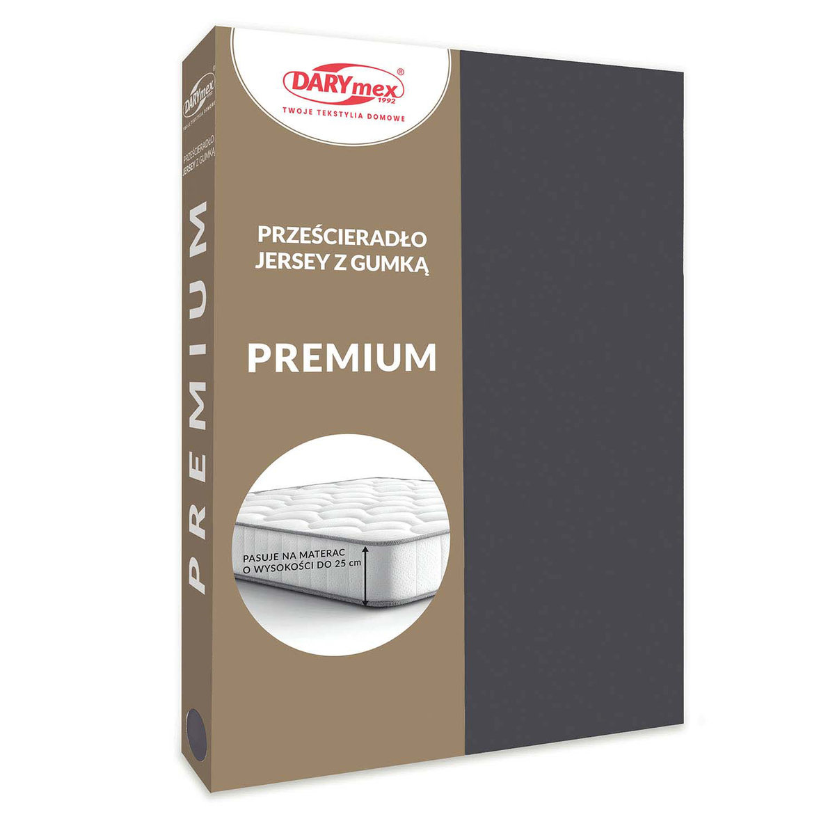 Prześcieradło jersey z gumką 160x200 antracytowe 041 Premium