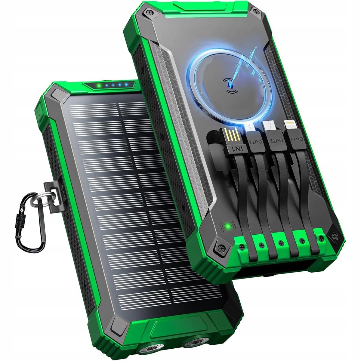 POWERBANK ŁADOWARKA PANEL SOLARNY INDUKCYJNY 20000mAh 6xUSB LATARKA 2x LED