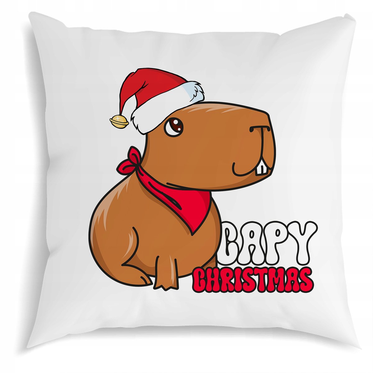 BIAŁA PODUSZKA 40X40CM PREZENT POD CHOINKĘ ŚWIĘTA MIKOŁAJ CAPY CHRISTMAS WZ