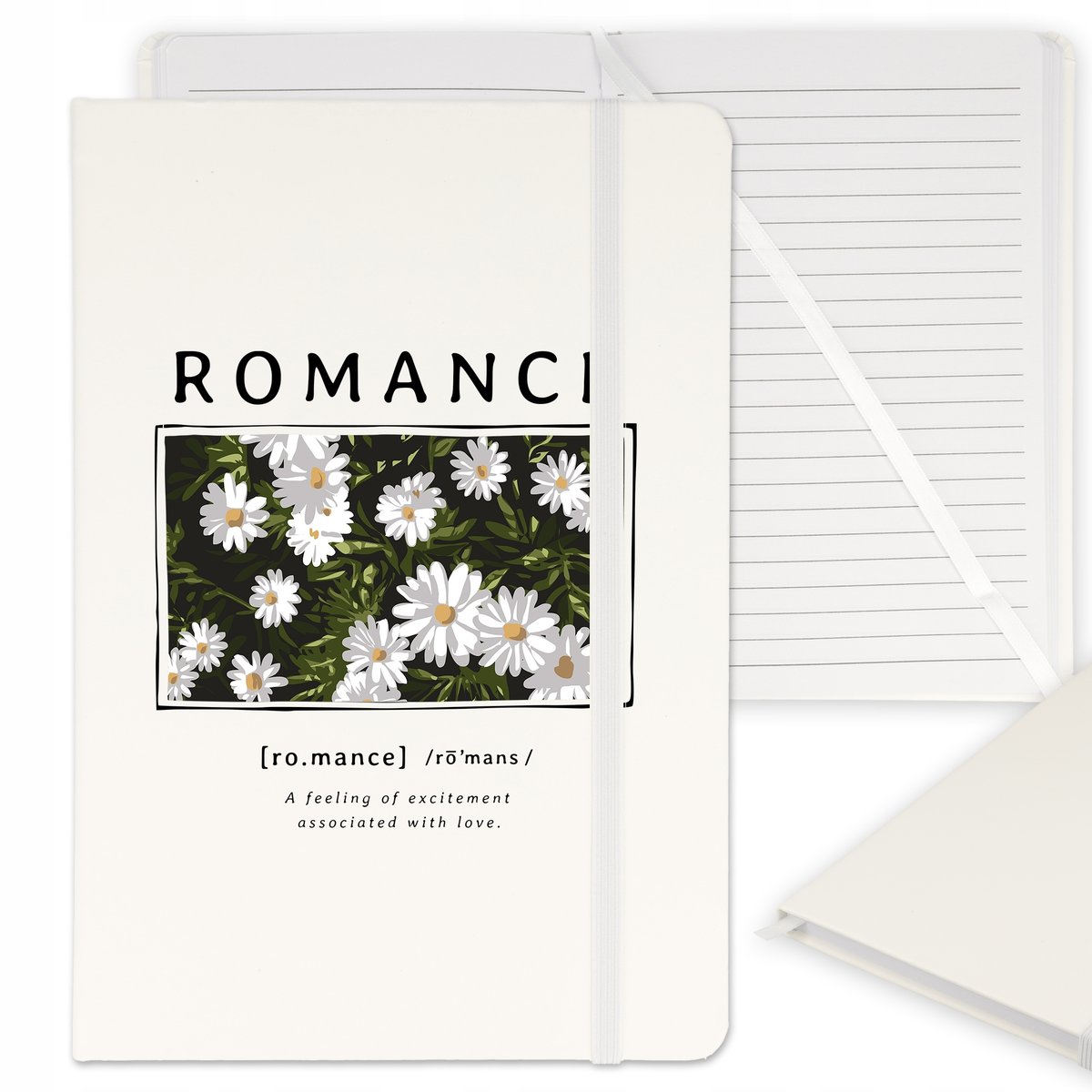 NOTES PLANER NOTATNIK W LINIE BIAŁY ROMANCE WZORY
