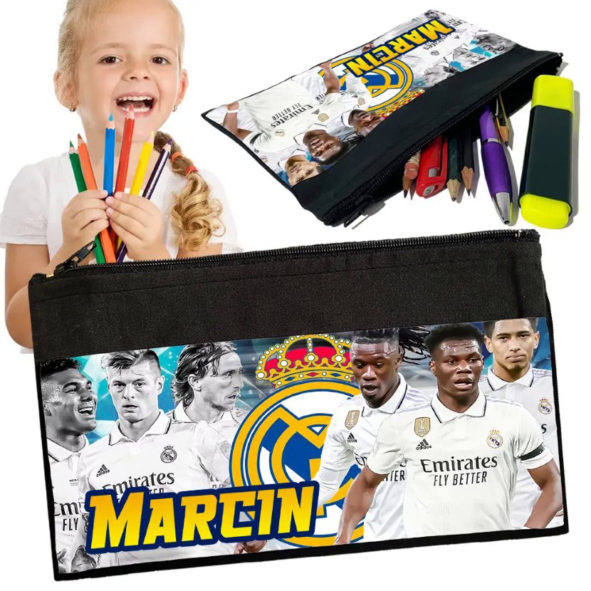 Personalizowany Piórnik REAL MADRID - Saszetka Nadruk imienia Prezent