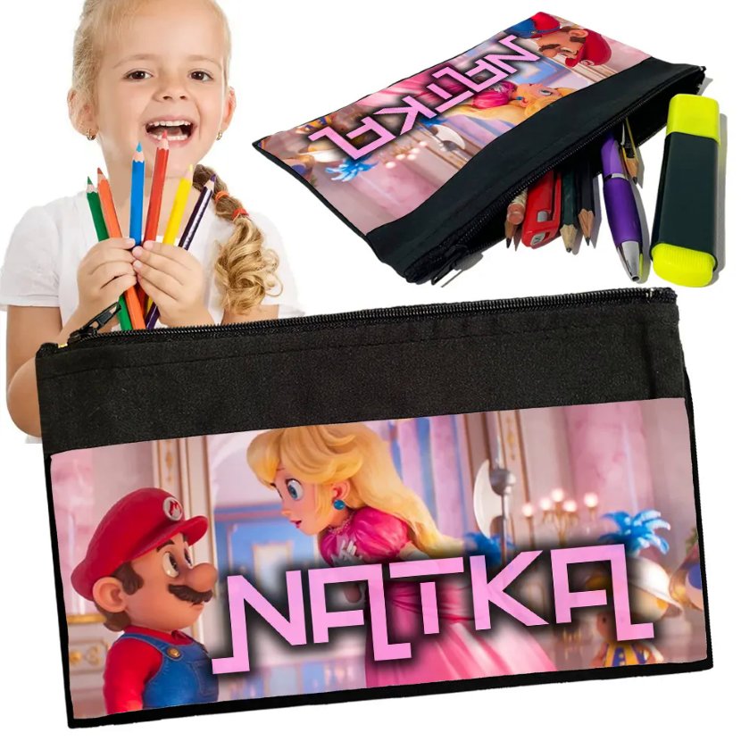 Personalizowany Piórnik MARIO BROSS - Saszetka Nadruk imienia Prezent