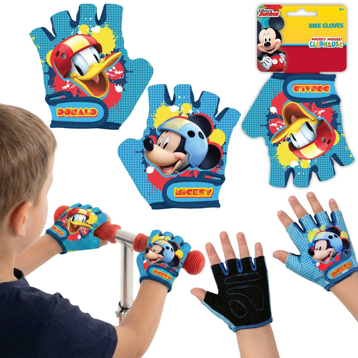 DISNEY Myszka Mickey DZIECIĘCE rękawiczki OCHRONNE na rower, hulajnogę NA RZEP dla chłopca