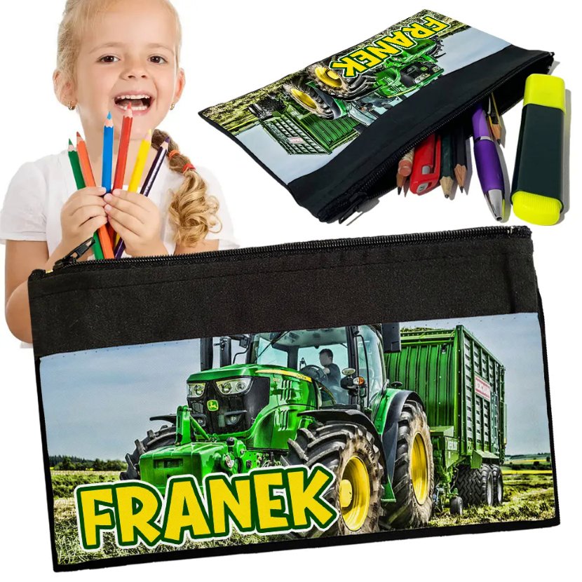 Personalizowany Piórnik TRAKTOR JOHN DEERE Saszetka Nadruk imienia Prezent