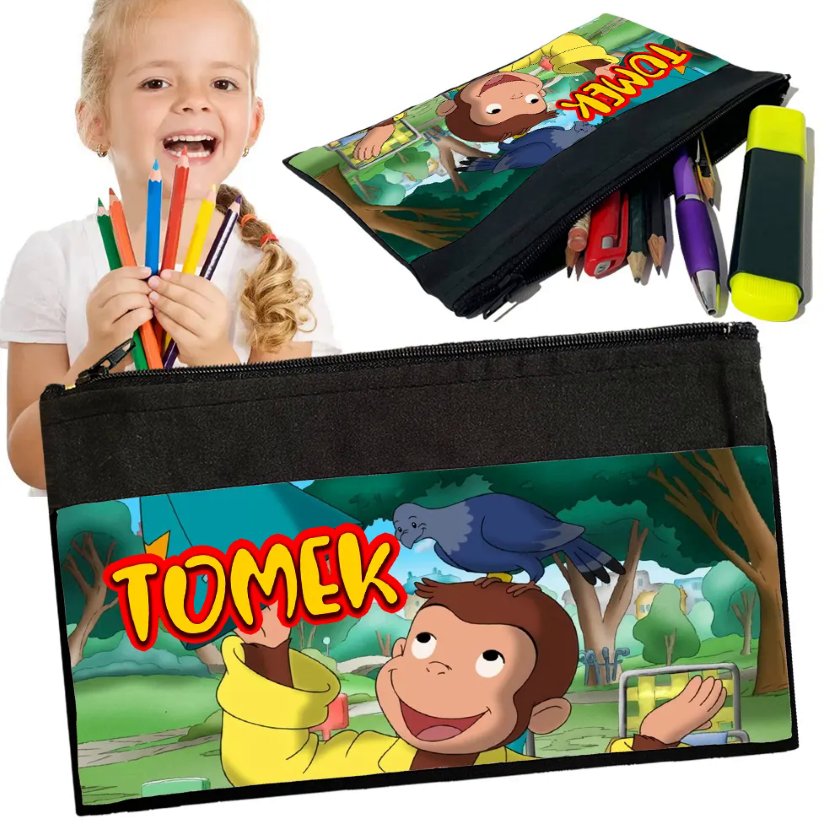 Personalizowany Piórnik CIEKAWSKI GEORGE - Saszetka Nadruk imienia Prezent