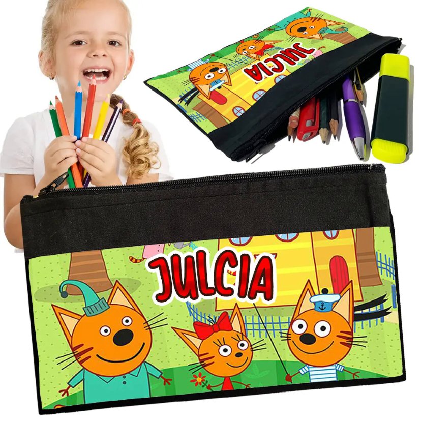 Personalizowany Piórnik KOT-O-CIAKI - Saszetka Nadruk imienia Prezent