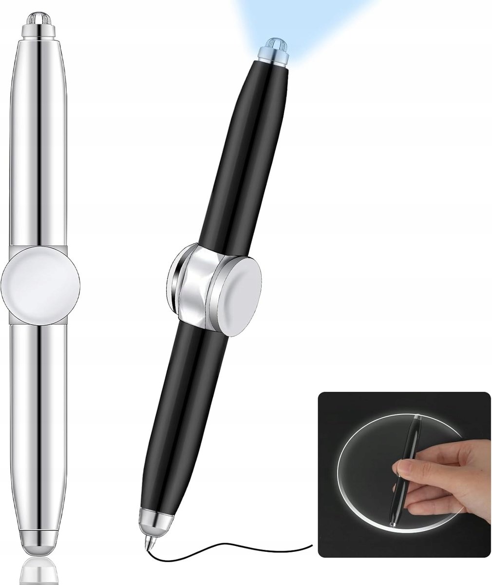 DŁUGOPIS FIDGET LED OBROTOWY 3W1 ANTYSTRESOWY FIDGET PEN ZESTAW 2SZT