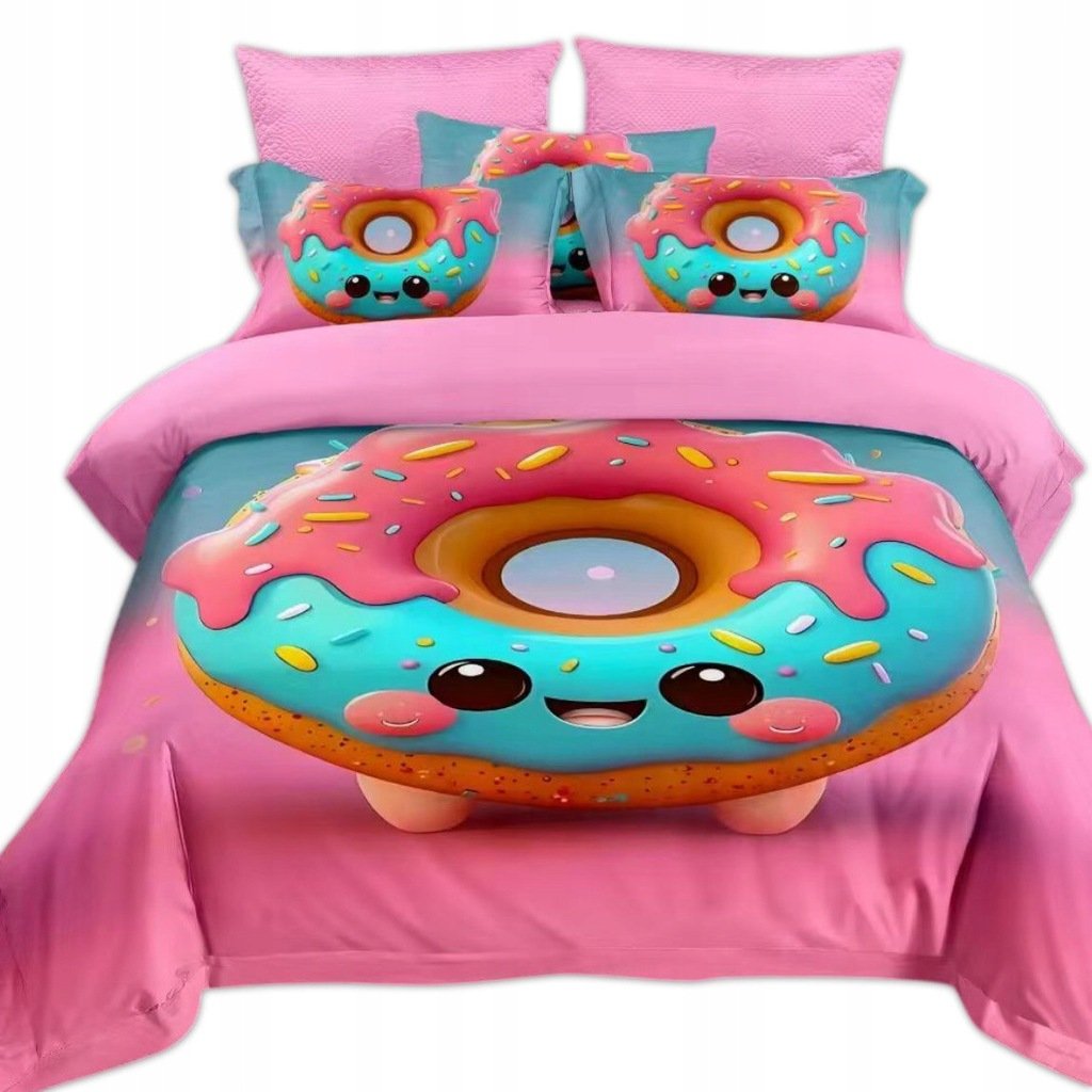 KOMPLET POŚCIELI 160x200 + 2 POSZEWKI NA PODUSZKI DONUT PĄCZEK