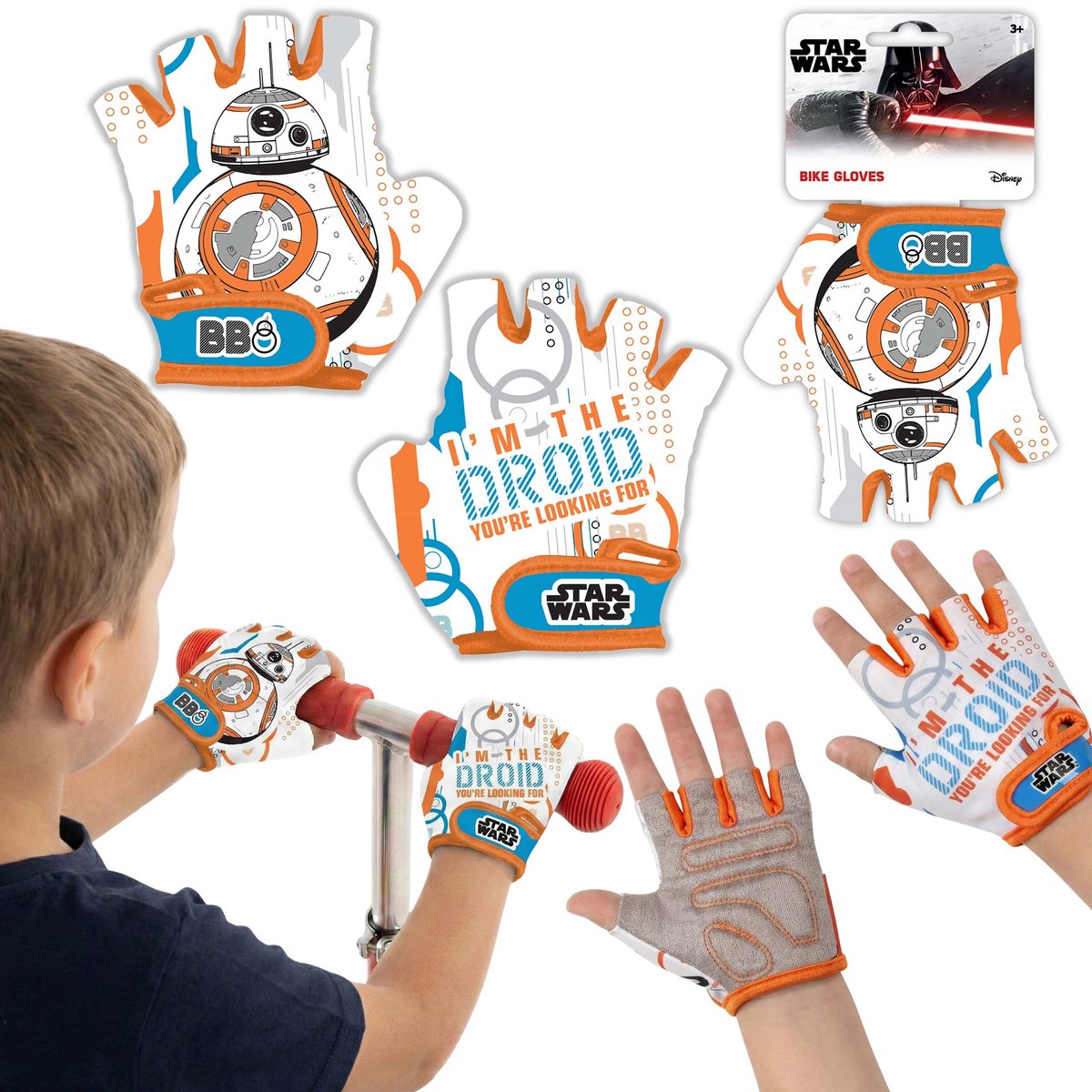 STAR WARS BB8 DZIECIĘCE rękawiczki OCHRONNE na rower, hulajnogę NA RZEP dla chłopca