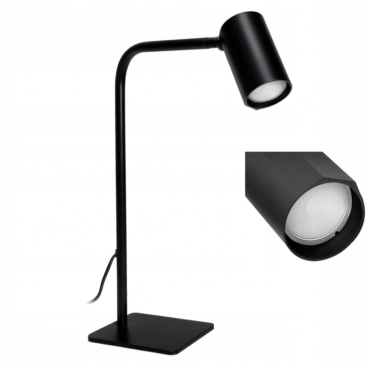 Lampa biurkowa BORA HG-BL003 1xGU10 czarna Wysoka Jakość, klosz na klik