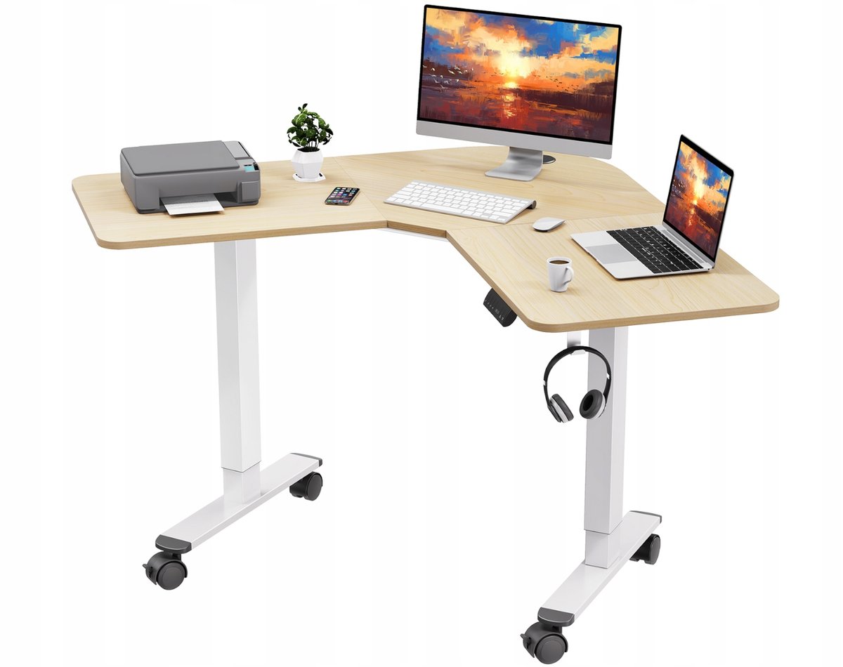 Biurko Narożne Triadyn WorkBase 1206L Elektryczna Regulacja 120x120cm Dąb