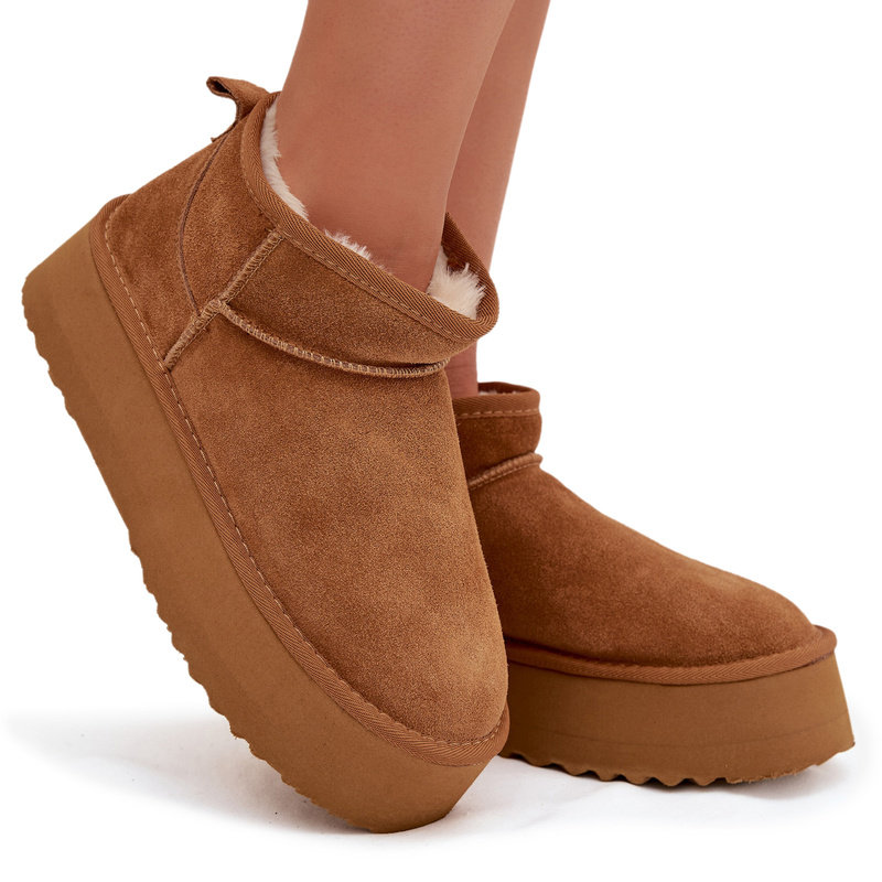 Śniegowce Damskie Z Naturalnego Zamszu Camel Mairene 39-39