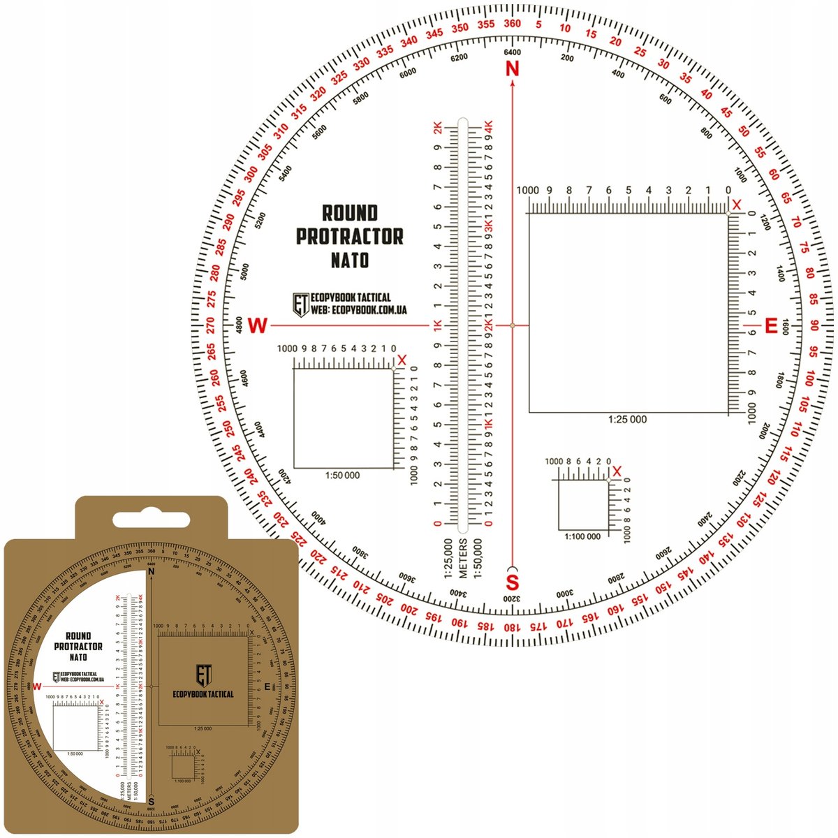 Linijka Taktyczna M-Tac Protractor 130mm NATO Podręczna Przezroczysta