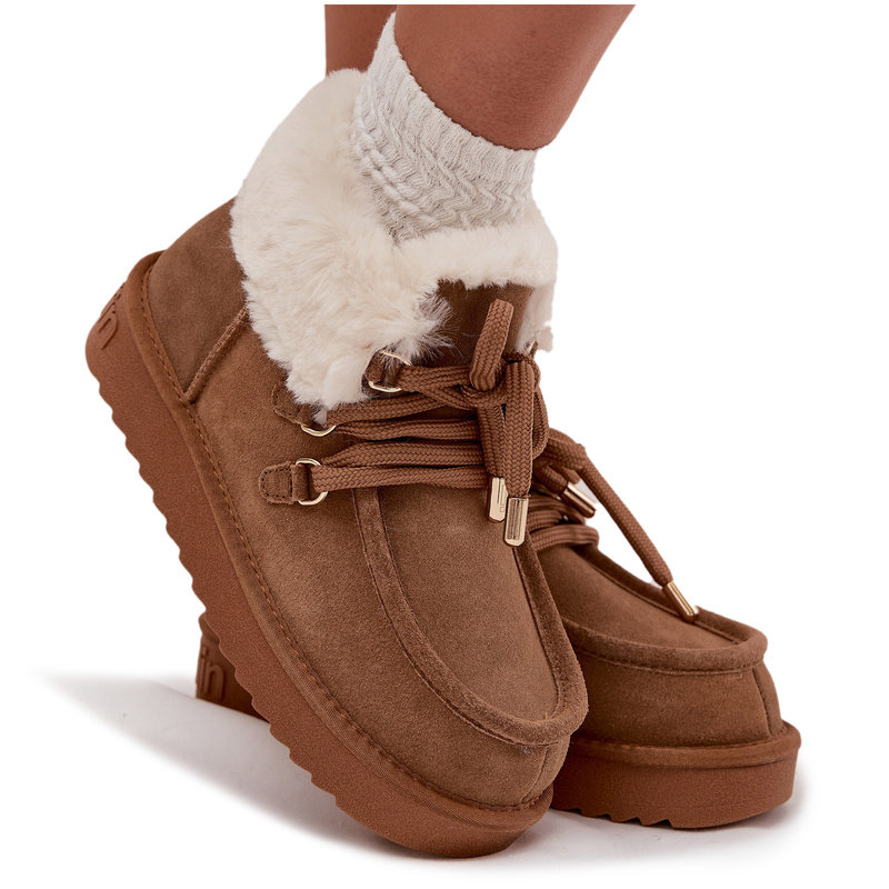 Śniegowce Damskie Z Naturalnego Zamszu D.Franklin DFSH375006 Camel 39-36