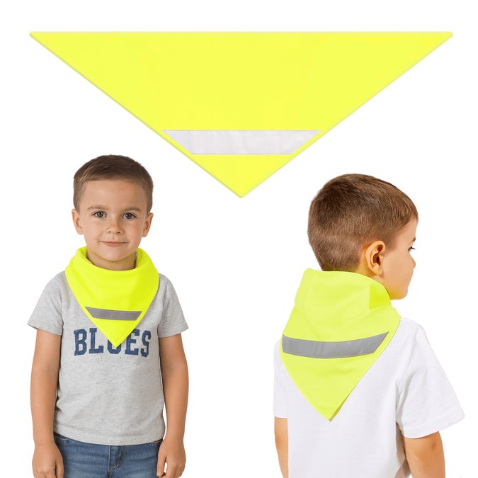 Chusta odblaskowa bandana z pasem odblaskowym dla dzieci 45x45x66cm żółta
