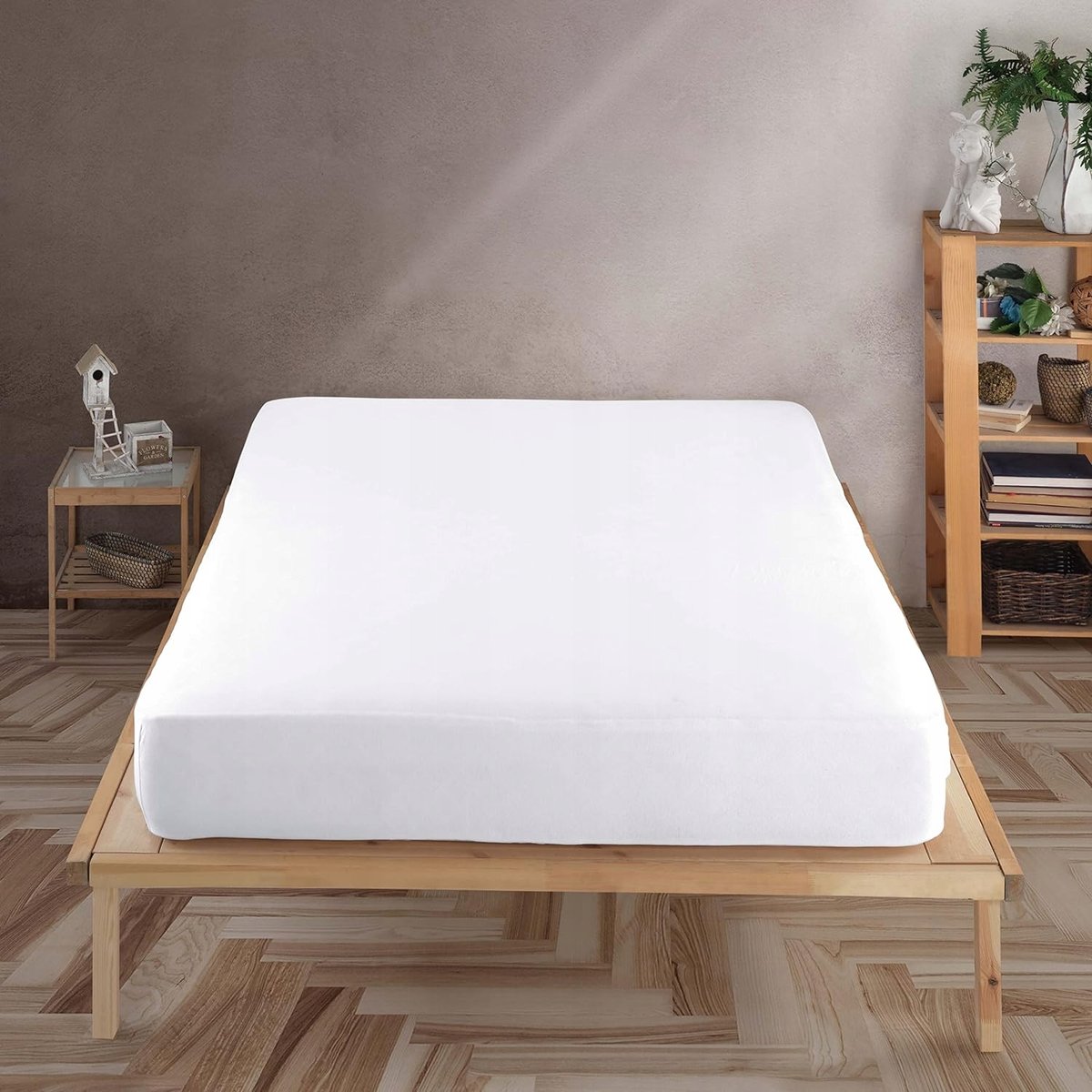 Prześcieradło z gumką z dżerseju 100 x 200 cm, białe - 100% bawełna