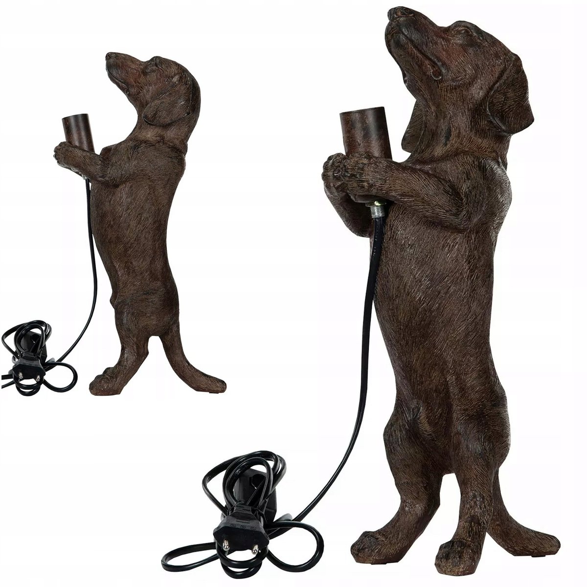 LAMPA JAMNIK PIES STOŁOWA BIURKOWA NOCNA lampka E14 brązowa ozdoba boho