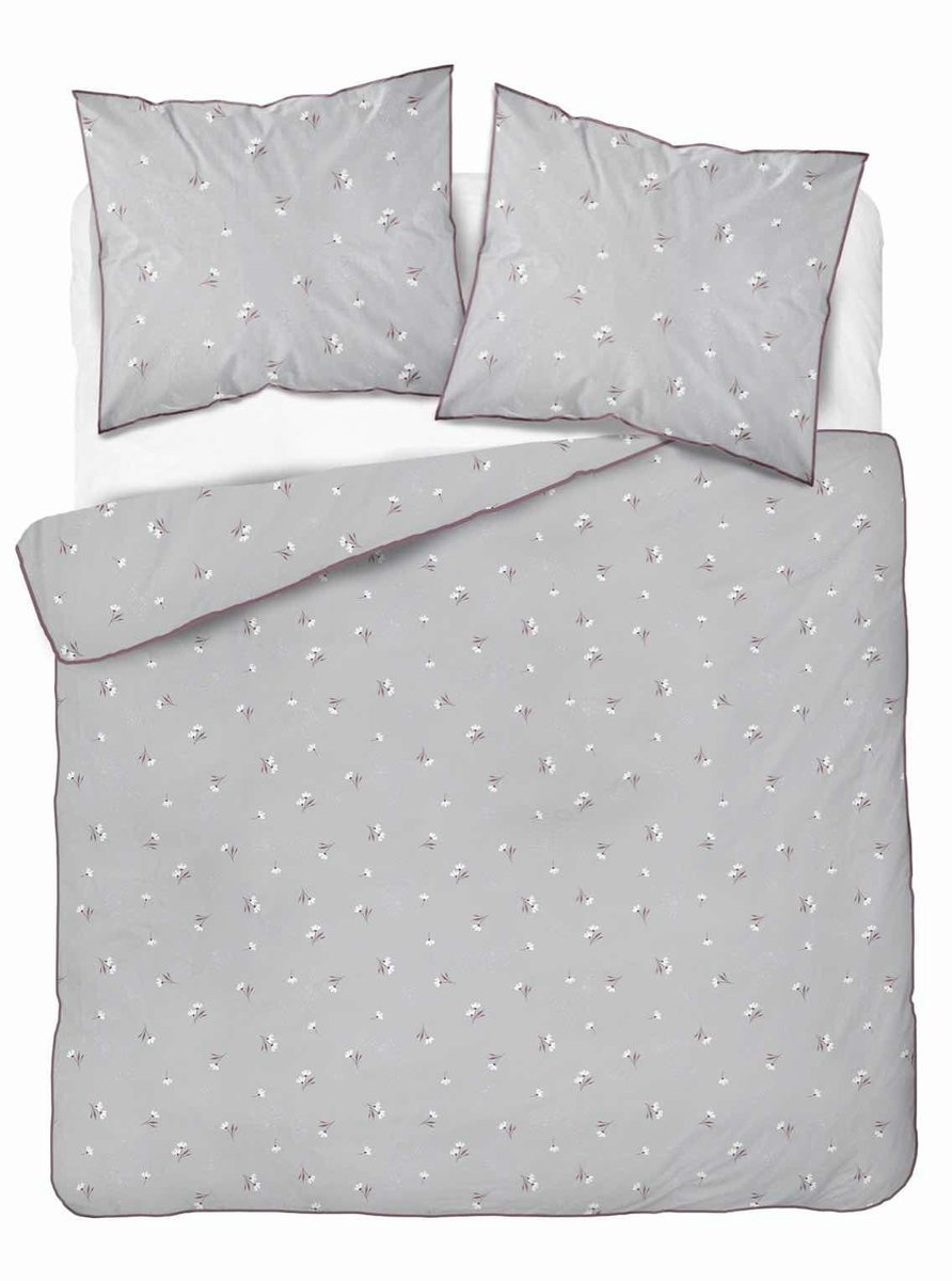 Pościel z perkalu 160x200 szara w drobne białe kwiatki - 5897 B - Soft Garden